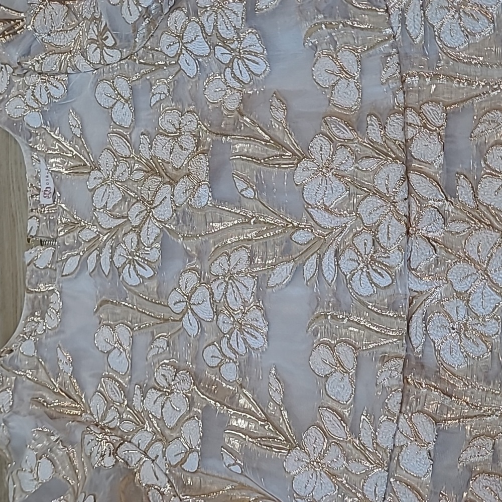 GB Girls Gold and Cream Floral Dress Size 12 - Picture 2 of 8